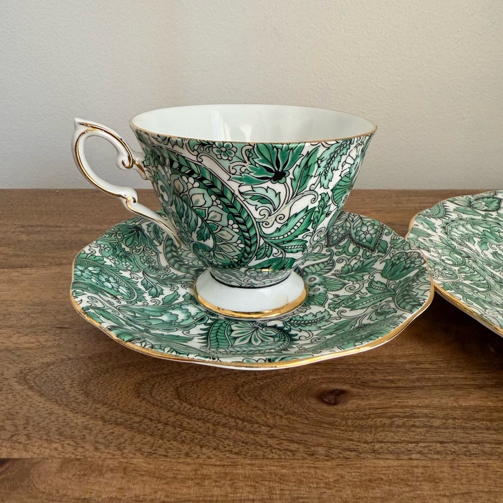 Royal standard fine China green paisley. Vintage mid 20th century. - Picture 4 of 8